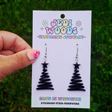 Gothic Black Squiggly Christmas Tree Earrings
