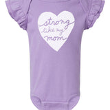 Strong like my Mom : Baby Bodysuit with Flutter Sleeves