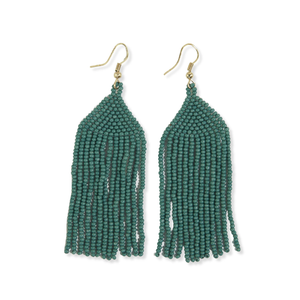 Ink & Alloy Earrings Michele Solid Beaded Fringe - Teal