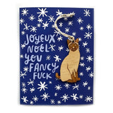 Joyeux Noel You Fancy Fuck w/ Cat Ornament Holiday Card