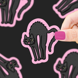 Scared Black Cat Sticker