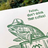 Fish in the Percolator Linocut Print