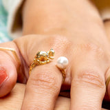 18K Gold Plated + Pearl Ring - Cat's Cradle