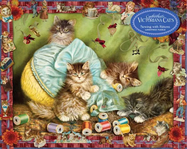 Cynthia Hart's Victoriana Cats: Sewing with Kittens 1000pc Puzzle
