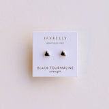 Mini Energy Gem Earrings - Black Tourmaline / Gold