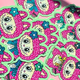 Labubu Fan Art Sticker - Pink Tattoo
