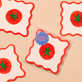 Crudite Letterpress Vellum Coasters - Tomato (Set of 4)