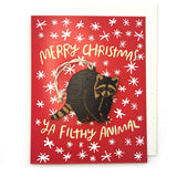 Merry Christmas, Ya Filthy Animal w/ Raccoon Ornament Holiday Card