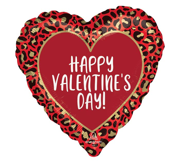Happy Valentin'es Day animal-print Heart Shaped Balloon