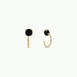 Huggies Earrings - Obsidian / Gold