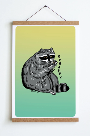Scrappy Raccoon Print - 8.5x11