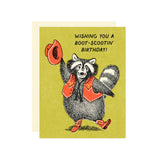 Raccoon Boot Scootin' Birthday Card