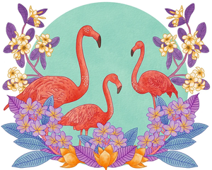 Art Print Pink Flamingos