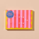 Scalloped Thank You Card Set - Red/Pink