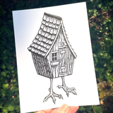 Baba Yaga Linocut Print