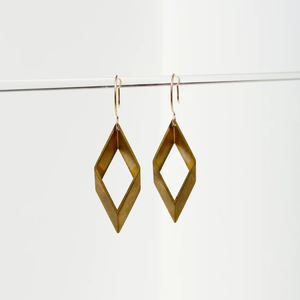 Open Brass Diamond Earrings - Small