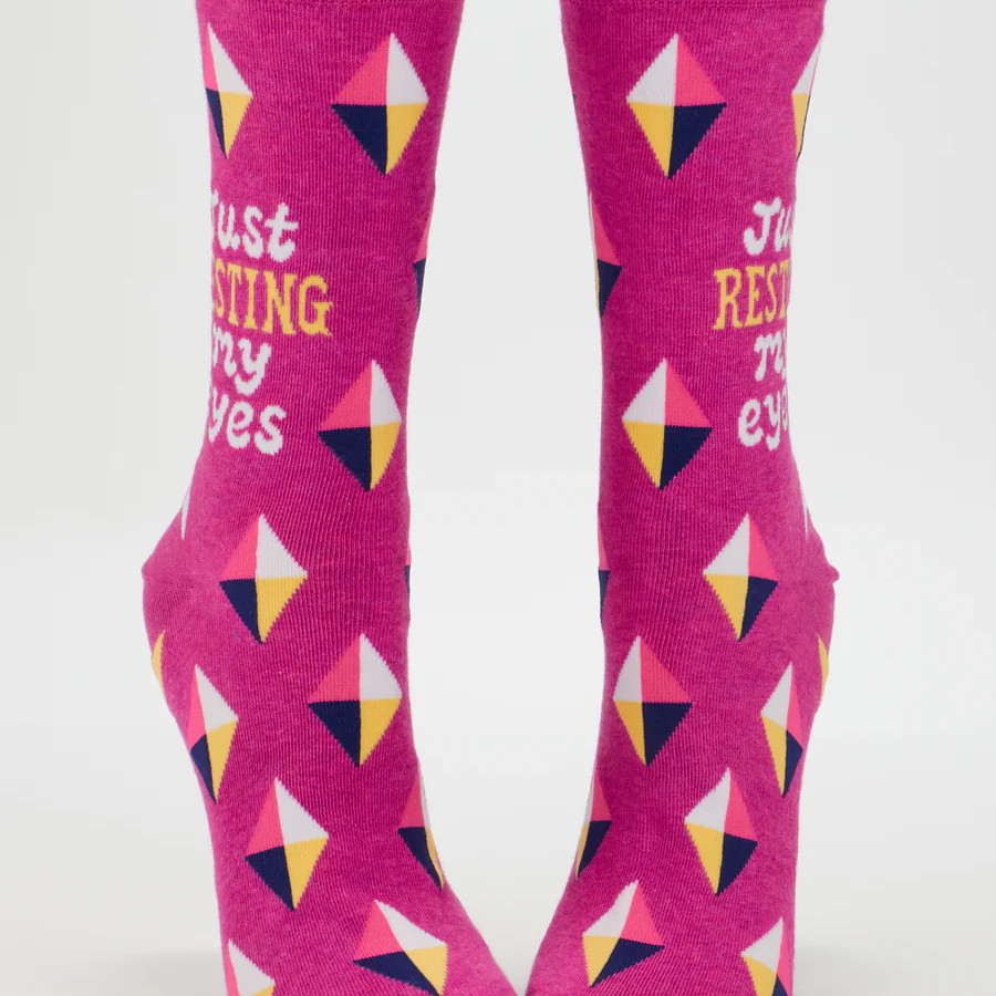 Blue Q Women's Crew Socks 'Just Resting My Eyes'