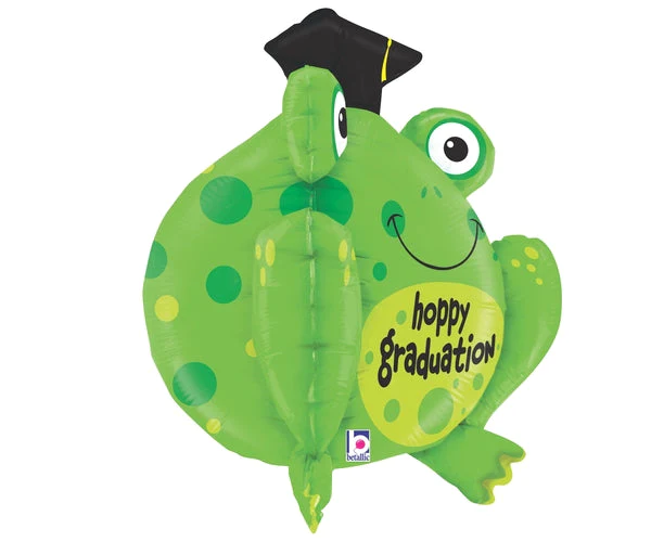 29" Hoppy Graduation Frog Foil Balloon