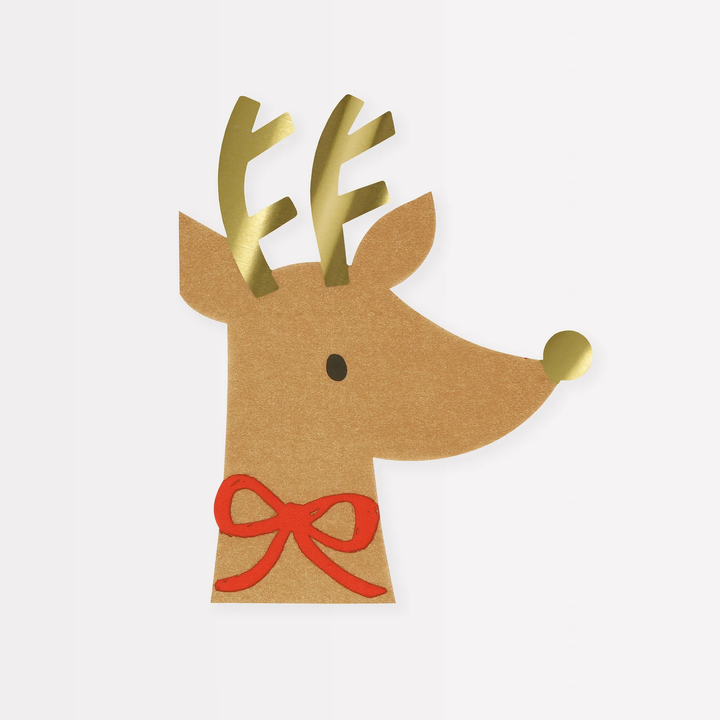 Meri Meri Christmas Reindeer Napkins - Red Bow