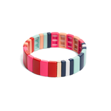 Candy Stripe  - Pink Red Blue Tall Tile Bracelet