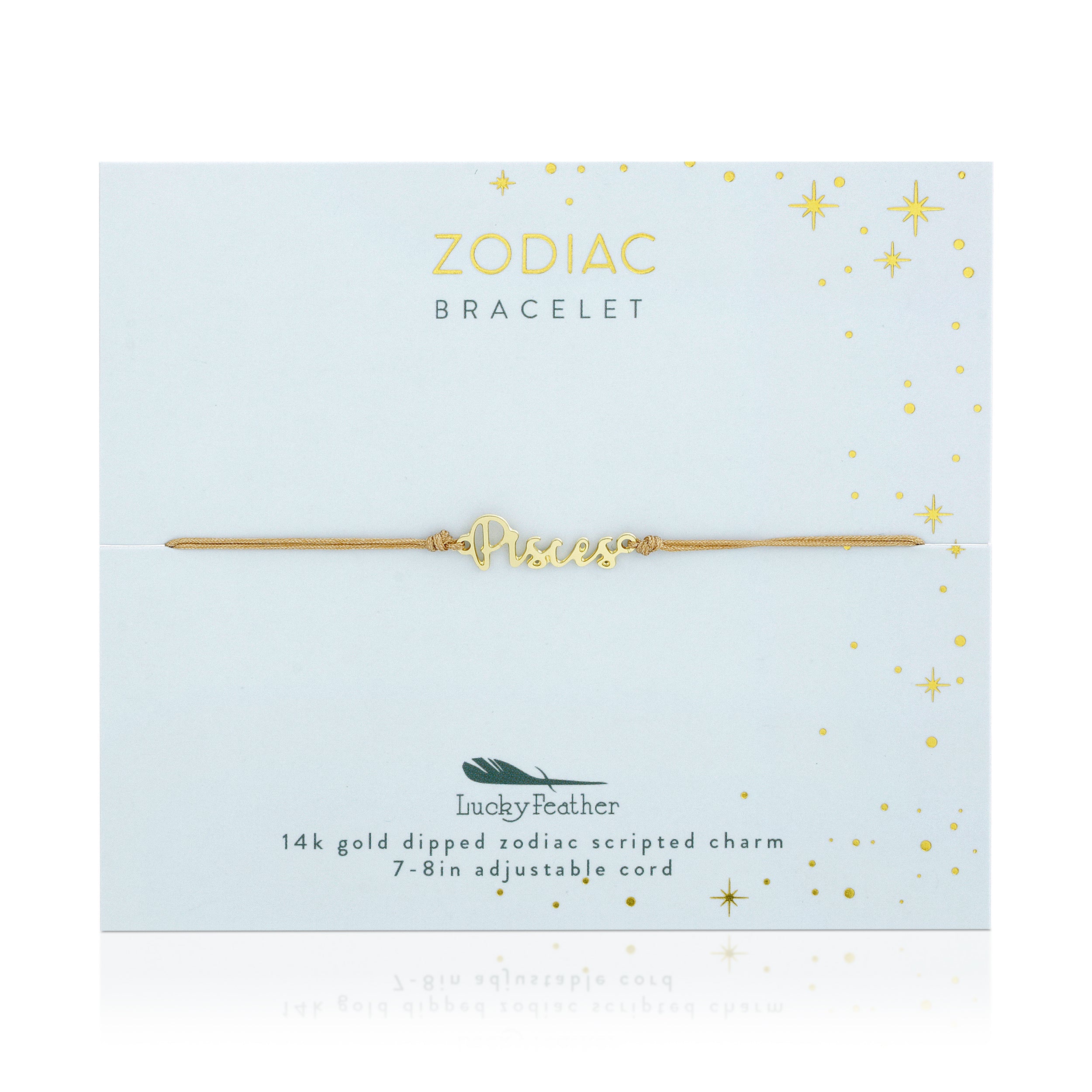 Pisces script zodiac astrological gold bracelet