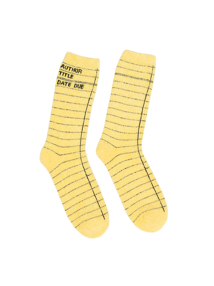 Out of Print Socks: Cozy Yellow Library Card - Large