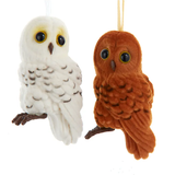 Kurt Adler Flocked Owl Ornament - Assorted