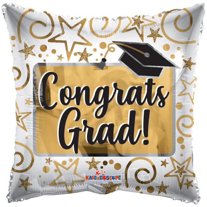 18" Square Congrats Grad Stars Foil Balloon