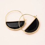 Stone Prism Hoop Earring - Black / Gold