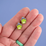 Enamel Stud Earrings -  Frog Magic