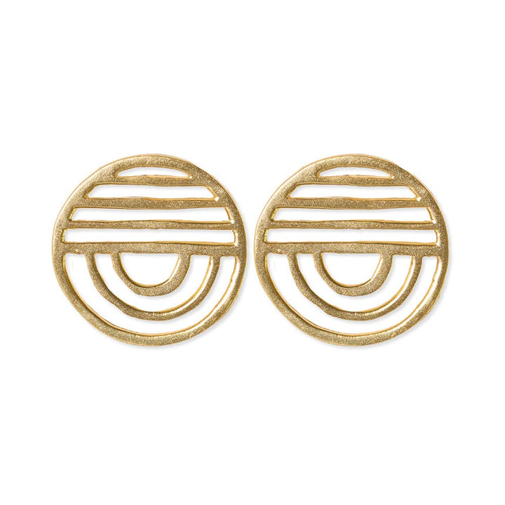 Ink & Alloy Earrings - Coco Lines Rainbow Rounded Post Brass