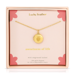 lucky feather strawberry mini locket necklace
