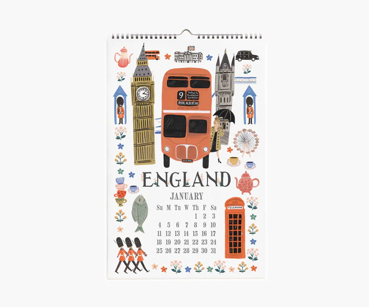 Rifle Paper Co. 2026 Wall Calendar - World Travel