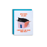 If I Fits I Sits Cat Housewarming Card
