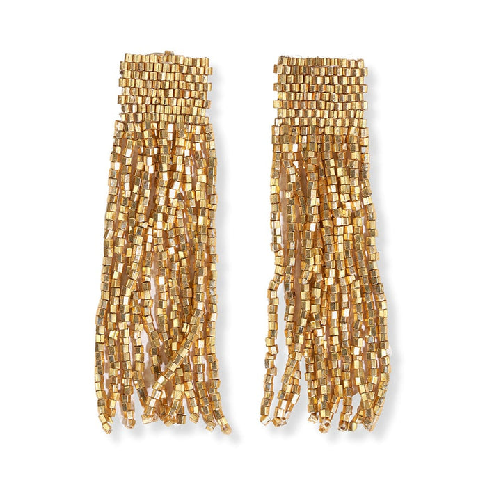 Ink & Alloy Earrings - Marilyn Solid Beaded Fringe: Gold