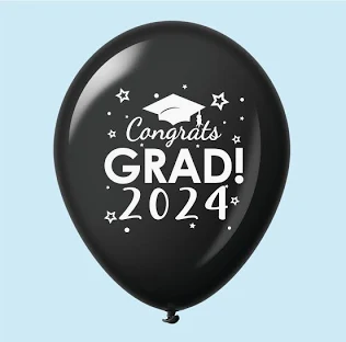 Congrats Grad! 2024 Printed Latex Balloon - Black