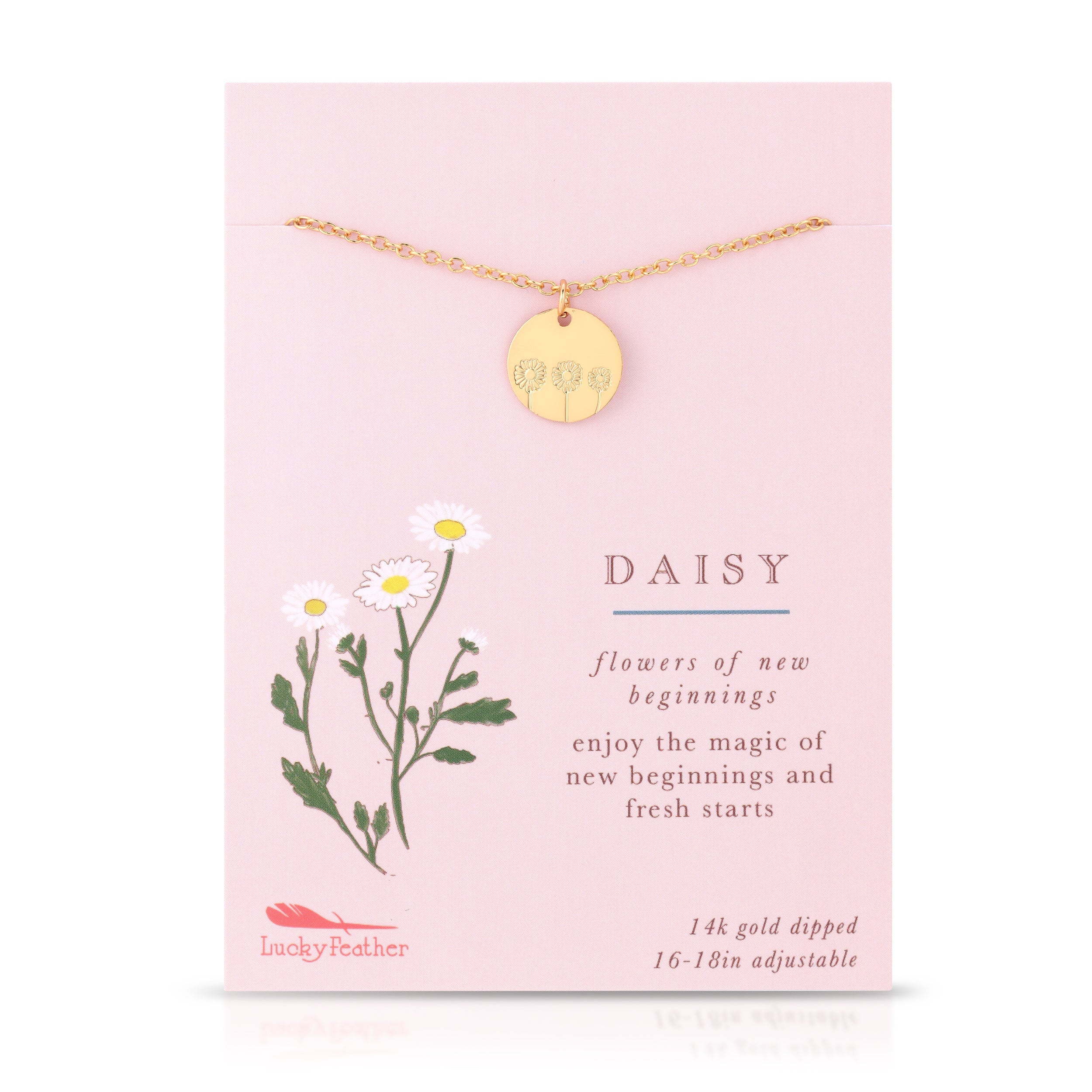lucky feather botanical necklace daisy