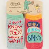 Blue Q Baby Socks Set of 2 Pairs - 'I Don't Know' / 'Binky'
