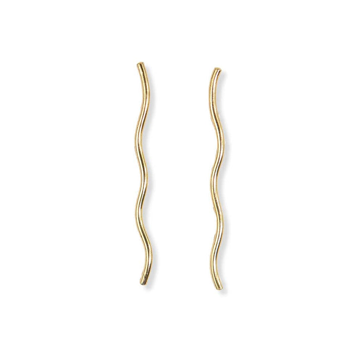 Ink & Alloy Earrings - Gretchen Wavy Stick Earrings Brass