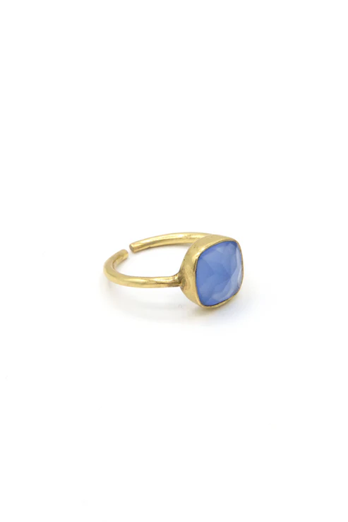 Adjustable Stone Ring - Blue Onyx