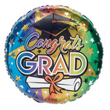 17" Congrats Grad Rainbow Ombre Foil Balloon