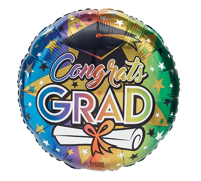 17" Congrats Grad Rainbow Ombre Foil Balloon