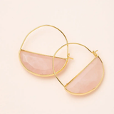 Stone Prism Hoop Earring - Rose Quartz / Gold