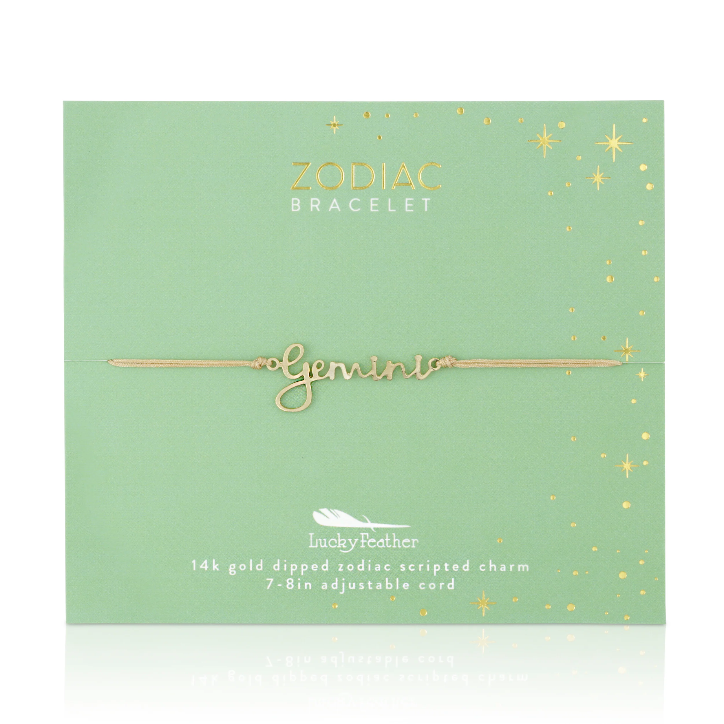 Gemini script zodiac astrological gold bracelet