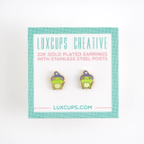 Enamel Stud Earrings -  Frog Magic