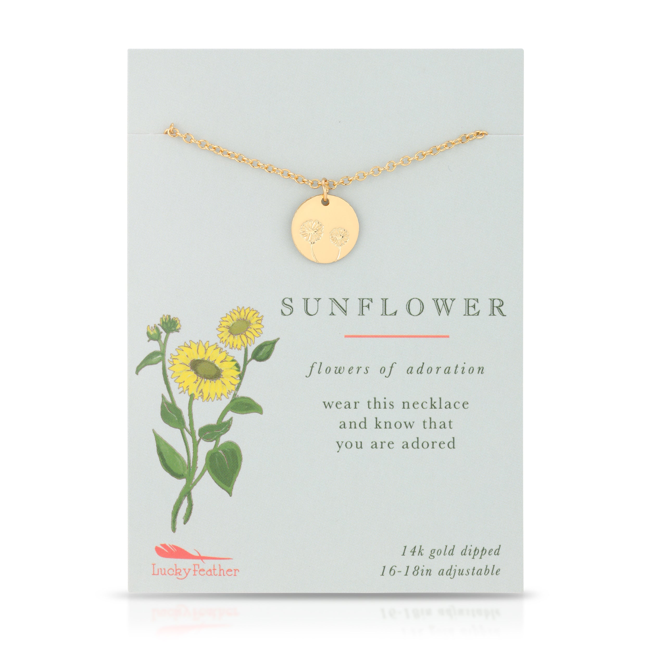 lucky feather botanical necklace sunflower