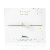 Lucky Feather Script Zodiac Cord Bracelet - 14k Gold