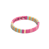 Malibu Sugar Candy Stripe Small Tile Bracelet - Light/Dark Pink