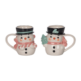 Pink and Teal Snowman Mug