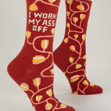 Blue Q Women's Crew Socks 'I Work My Ass Off'
